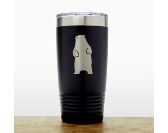 Standing Bear Personalized 20oz Laser Engraved Travel Mug  -Animal Insulated Stainless Steel Tumbler