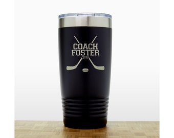 Personalized Hockey Coach 20oz Insulated Travel Mug – Custom Laser Engraved Stainless Steel Tumbler – Durable Polar Camel Coach Gift Cup