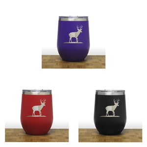 Stag 12oz Engraved Insulated Stemless Wine Tumbler Design 6 Animal Lovers Personalized Gift Free Personalization image 5