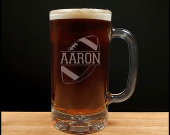 Football Player Beer Mug - Free Personalization - Personalized Gift