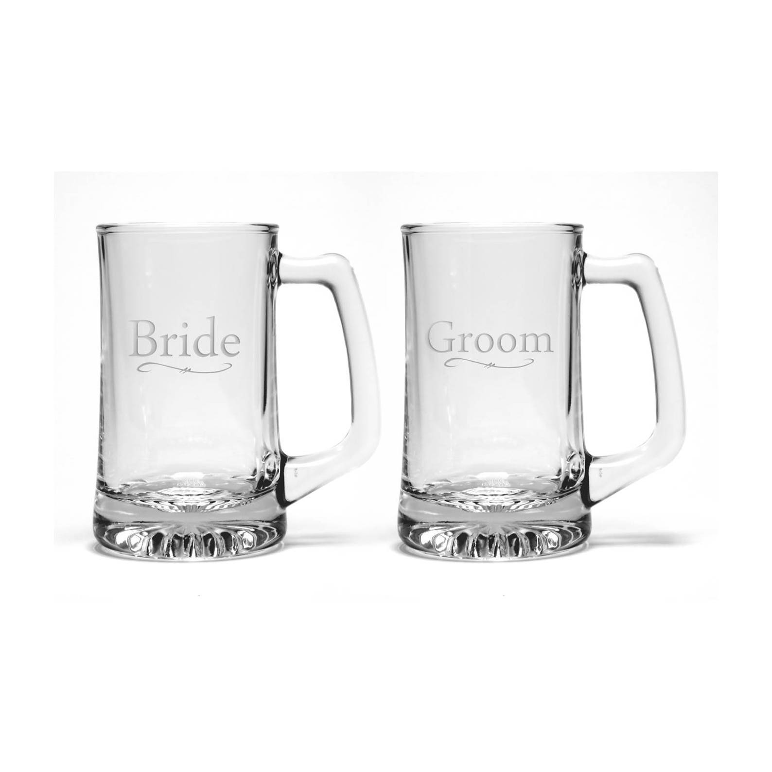Bride & Groom Beer Mugs Set of 2 Free Personalization Etsy