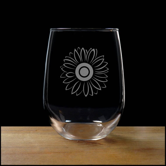Sunflower Wine Glasses Set of 2 - You Are My Sunshine - 17 oz