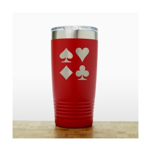 Card Suits Mug de voyage isotherme gravé en acier inoxydable - Gobelet personnalisé 20 oz gravé au laser