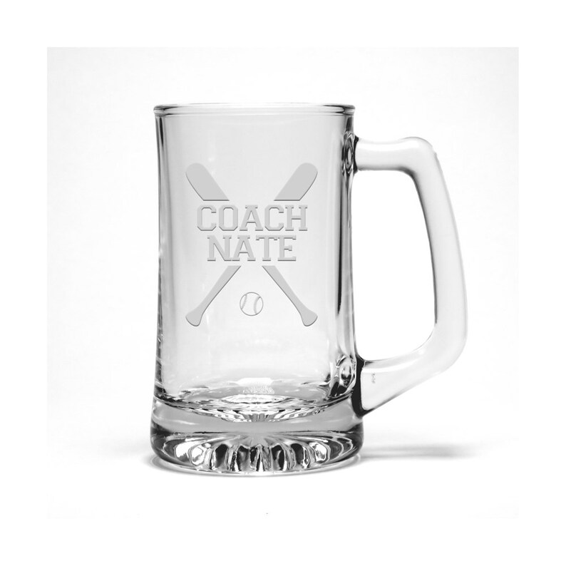 Baseball Coach Etched Beer Mug Free Personalization Sports Etsy Canada
