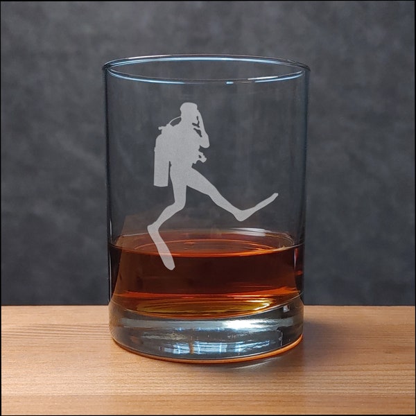 Scuba Diver 13 oz Engraved Whiskey Glass - the Perfect Divers Personalized Gift - Free Personalization