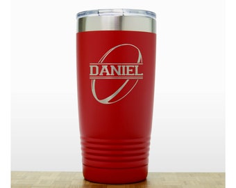 Rugby Player Insulated Travel Mug - Quality Laser Engraved Personalized Stainless Steel Tumbler