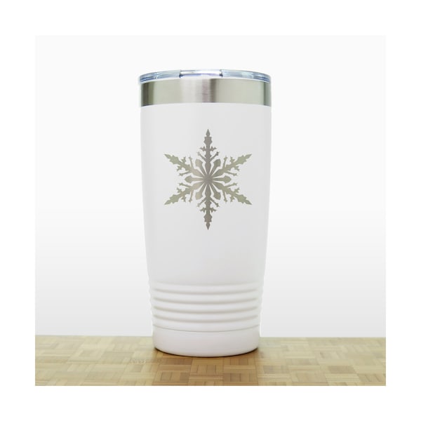 Snowflake Laser Engraved 20oz Travel Mug - Quality Personalized Winter Insulated Stainless Steel Tumbler