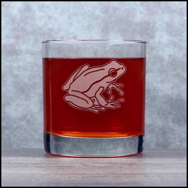 Frog Engraved 11oz Whiskey Glass Deeply Etched Rocks Glass Free Personalization Aquatic Personalized Gift image 6
