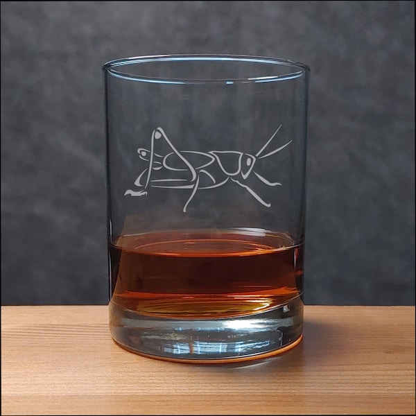 Grasshopper Engraved 13oz Whiskey Glass - Free Personalization - Personalized Gift