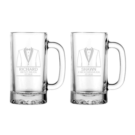 Groomsman Wedding Beer Mugs Set of 2 Personalized Gift for Etsy