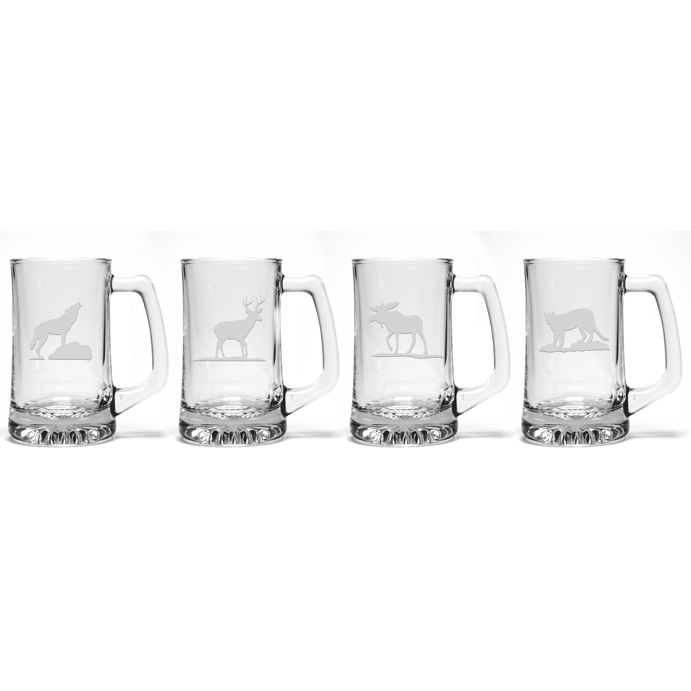 Wildlife Beer Mugs Set of 4 Free Personalization Etsy