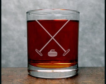 Verre à whisky gravé de 11,2 oz pour curling - Verre personnalisé - Cadeau personnalisé