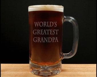 World's Greatest Grandpa Beer Mug - Free Personalization - Grandad Personalized Gift