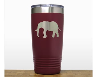 Elephant Engraved 20oz Insulated Travel Mug - Design 5 - Animal Laser Engraved Travel Mug - Stainless Steel Polar Camel Tumbler