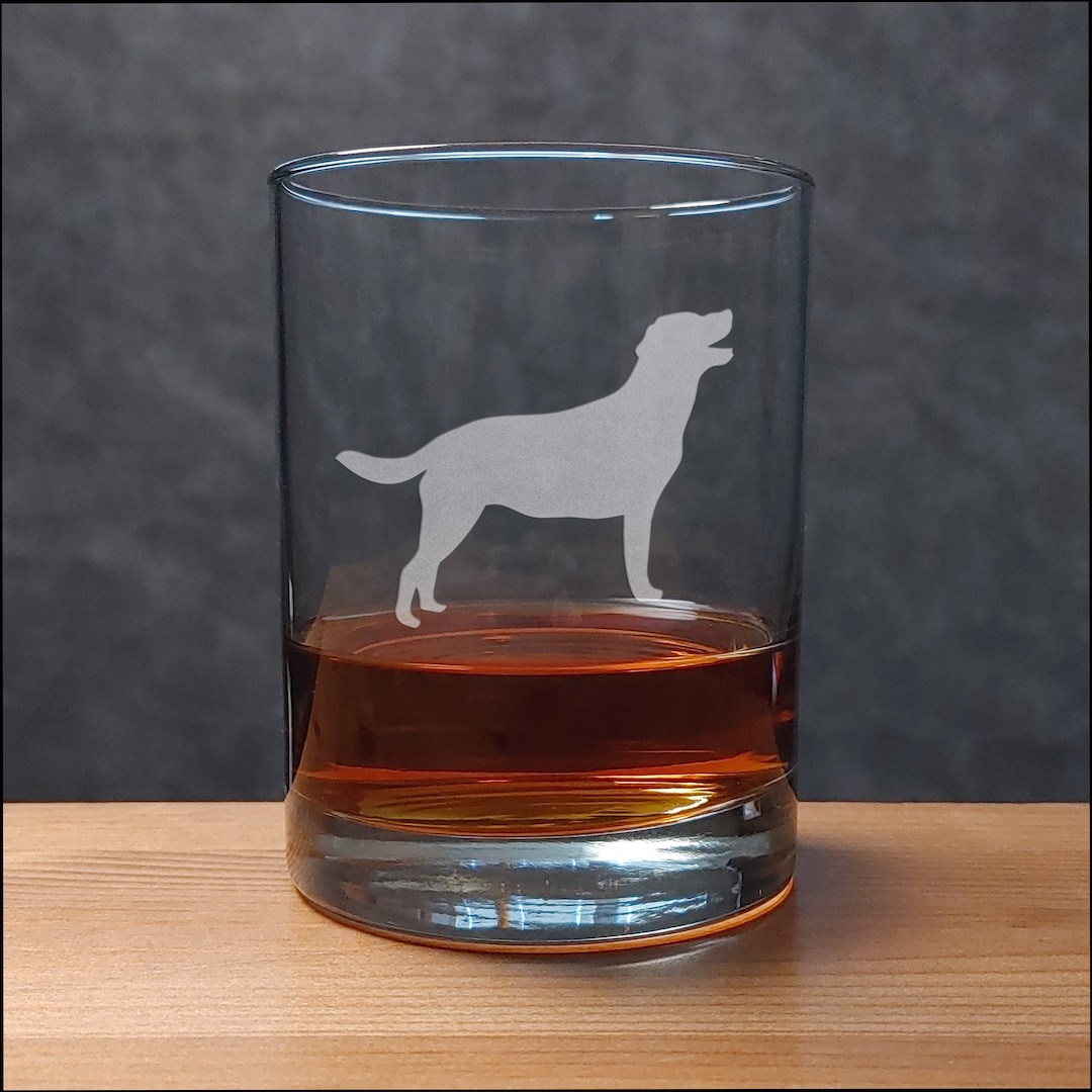 Labrador 13oz Engraved Whisky Glass, Retriever Deeply Etched Glass