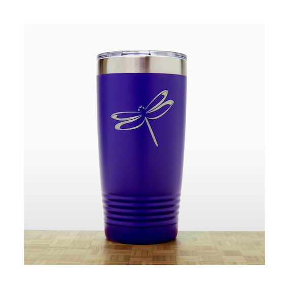Dragonfly Engraved 20 oz Insulated Travel Mug -  Stainless Steel Polar Camel Tumbler - Design 2 - Free Personalization Available