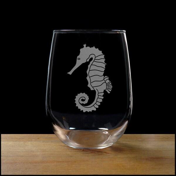 Seahorse Wine Glass Etsy