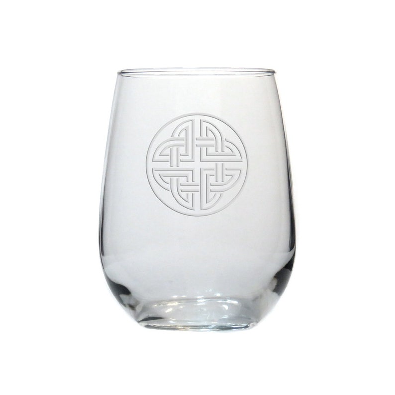 Celtic Etched Stemless Wine Glass Design 4 Free Etsy