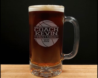 Basketball Coach 16oz Beer Mug - Sports Coach Personalized Gift - Retirement Gift - Free Personalization