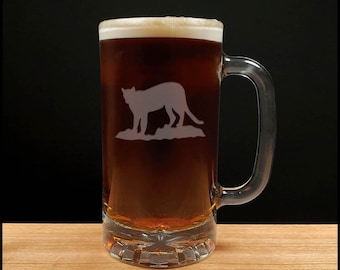 Cougar Beer Mug, Free Personalization, Animal Personalized Gift