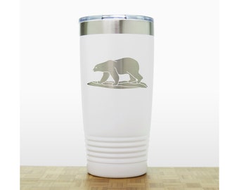 Polar Bear Laser Engraved 20oz Travel Mug - Animal Insulated Stainless Steel Tumbler - Free Personalization