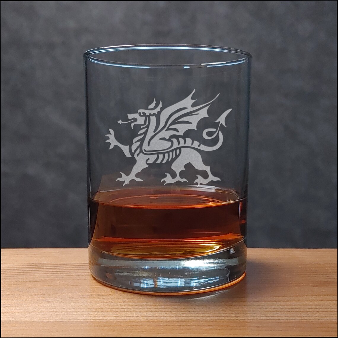 Welsh Dragon Whisky Glass Free Personalization Etsy