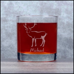 Elk Engraved 11oz Whiskey Glass - Deeply Etched Rocks Glass - Personalized Gift - Free Personalization