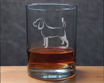 Beagle Engraved 13oz Whisky Glass - Free Personalization - Dog Lovers Personalized Gift