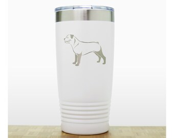 Rottweiler Engraver Personalized 20oz Insulated Travel Mug - Dog Laser Engraved Stainless Steel Tumbler