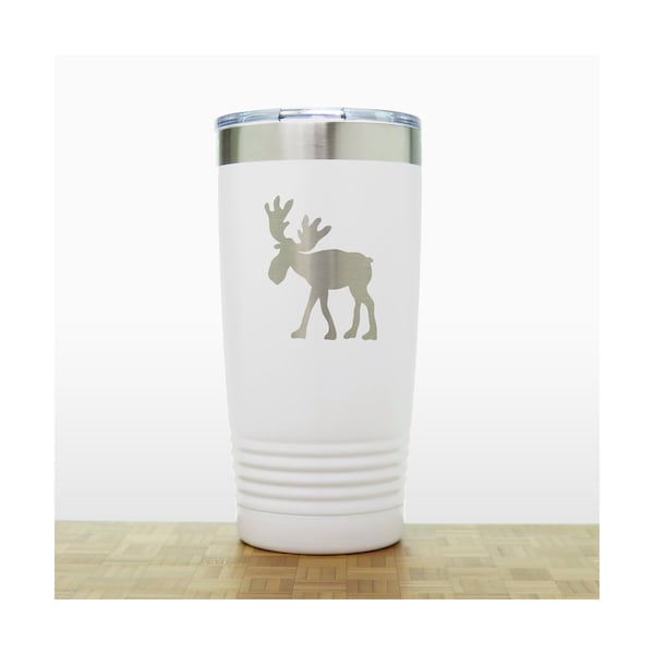 Moose Engraved 20 oz Insulated Stainless Steel Tumbler - Design 3 - Personalized Quality Laser Engraved Travel Mug - Animal Tumbler