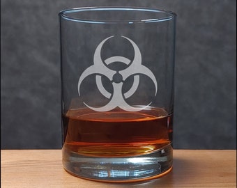 Biohazard 13oz Engraved Whiskey Glass - Science Personalized Gift - Free Personalization