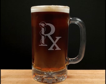 Pharmacy (Rx) Beer Glass - Free Personalization - Pharmacist Student Graduate Personalized Gift