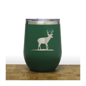 Stag 12oz Engraved Insulated Stemless Wine Tumbler Design 6 Animal Lovers Personalized Gift Free Personalization image 1