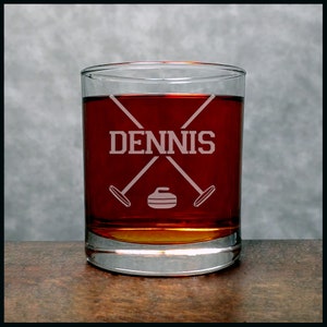 Curling Engraved 11oz Whiskey Glass - Sandblasted by Hand - Personalized Gift