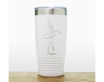 Mug de voyage isolé personnalisé 20 oz danseuse de ballet - gobelet en acier inoxydable gravé au laser de qualité ballerine