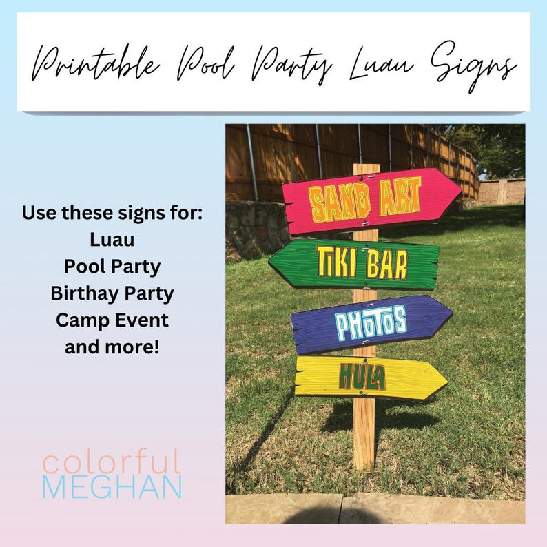 PRINTABLE Luau Party Signs | Beach Theme, Hawaiian, Wooden Look Yard ...
