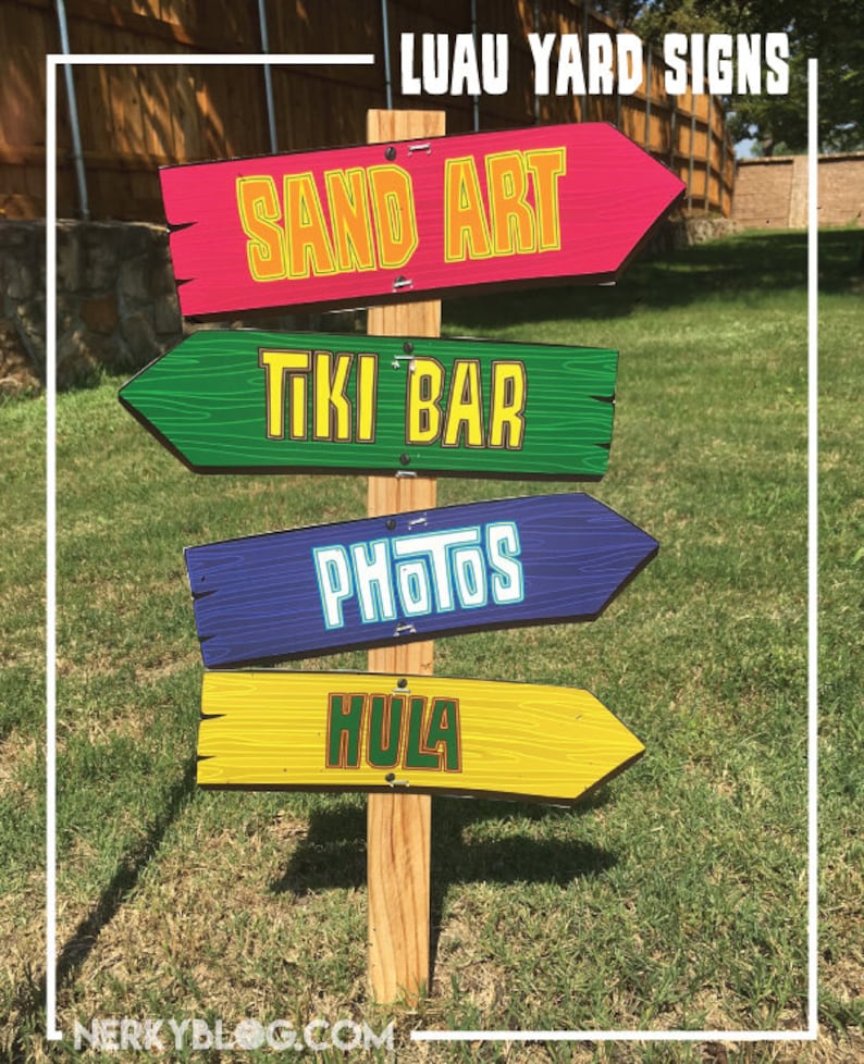Luau Party Signs Beach Theme Hawaiian Wooden Look Etsy