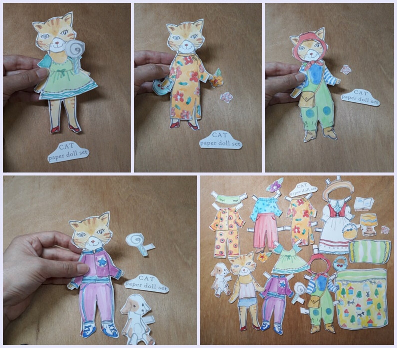 PDF download cat paper doll set by joohongbit Etsy