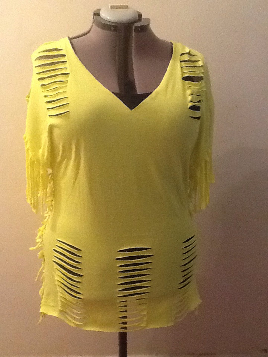 ◇typeservice◇ Marbling Cut Out TShirt Yellow Olly Shinder Yellow Printed T-Shirt