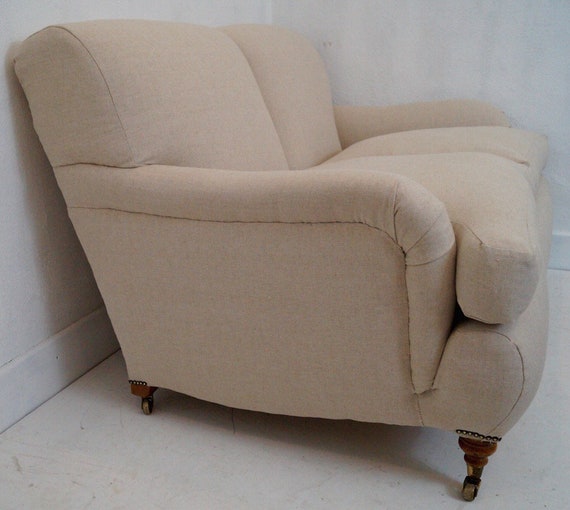 A Howard Style 2 Seater Sofa Linwood Tuscan Linen Upholstery Etsy