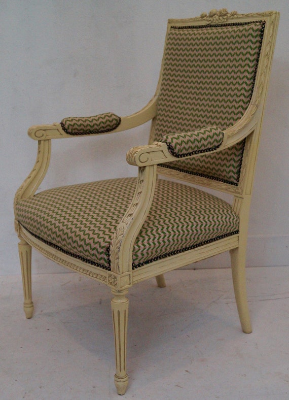 Vintage French Louis Xvi Armchair Bedroom Chair Linwood Bolero Fabric