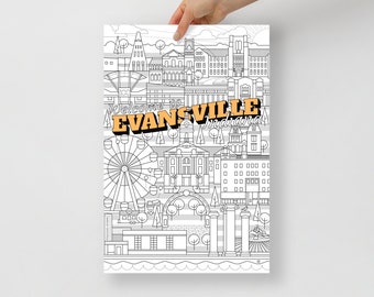 Welcome to EVANSVILLE Print | Indiana Print | Line Art | Modern Minimalistic
