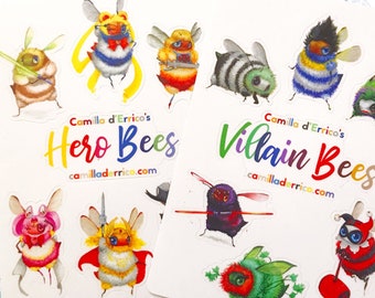 DERNIER ! Hero&Villain Bees Sticker Sheets Set - Finition mate