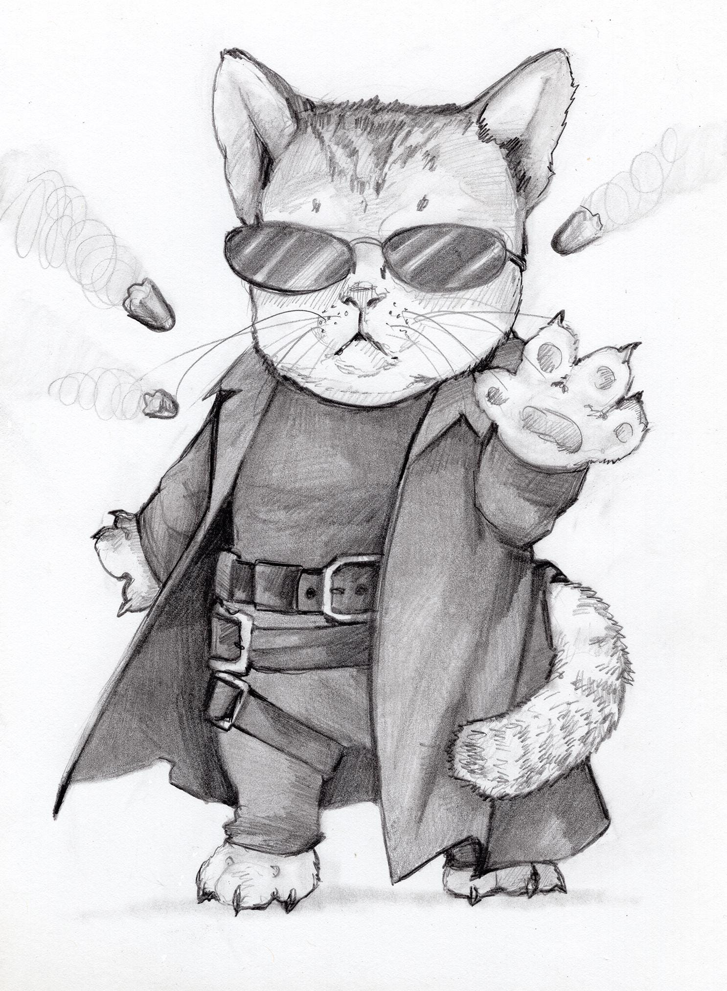 Matrix Cat Drawing The Meowtrix - Cat Matrix Art Print - Pencil Drawing - Framed Wall Art ...