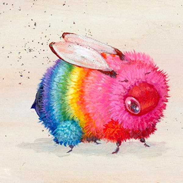 2 LEFT! Rainbow Bee- Mini Print Signed 5x7 by Camilla d'Errico Bumble Bee