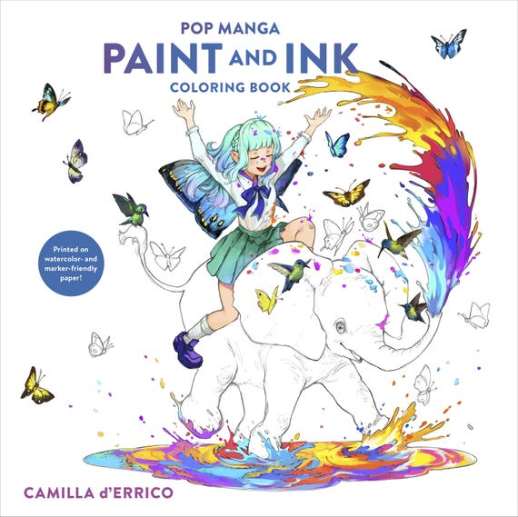 Pop Manga Paint and Ink Coloring Book – Marker and Watercolor Friendly