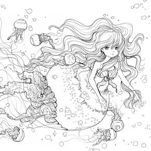 Pop Manga Mermaids and Other Sea Creatures Coloring Book image 6