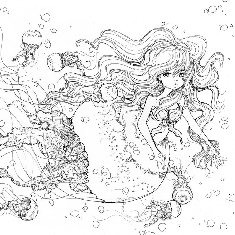 Pop Manga Mermaids and Other Sea Creatures Coloring Book image 6