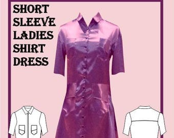 Ladies Short Sleeve Shirt Dress Sewing Pattern