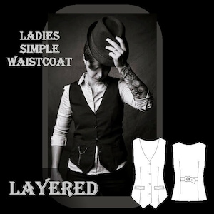 Ladies Simple Waistcoat - PDF Sewing Pattern - Sizes included: 6 (32) to 28 (54)